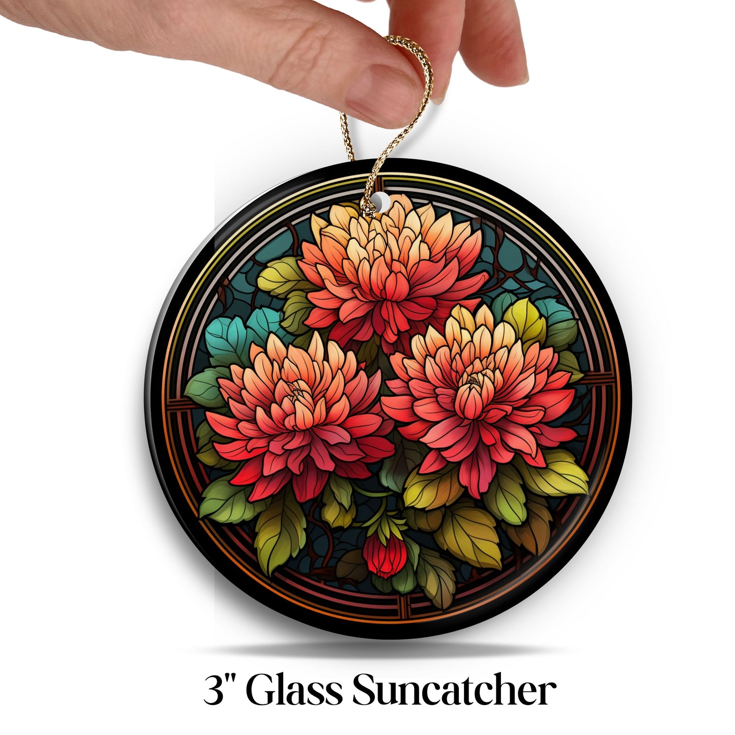 Chrysanthemum Stained Glass Sun Catcher - Flowers & Plants - 244-11