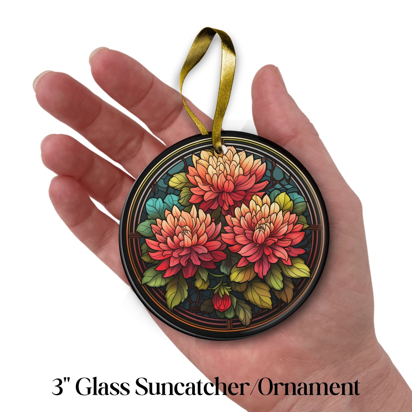 Chrysanthemum Stained Glass Sun Catcher - Flowers & Plants - 244-11