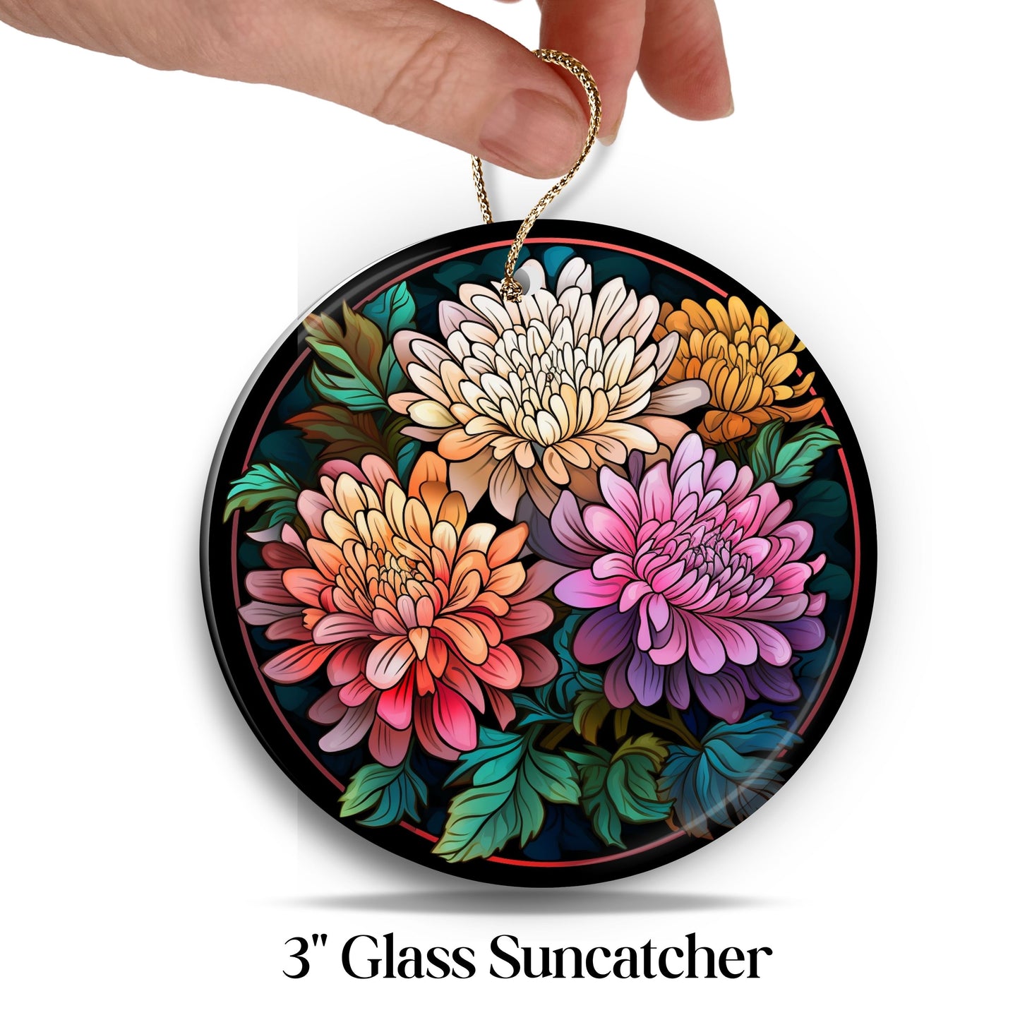 Chrysanthemum Stained Glass Sun Catcher - Flowers & Plants - 244-01
