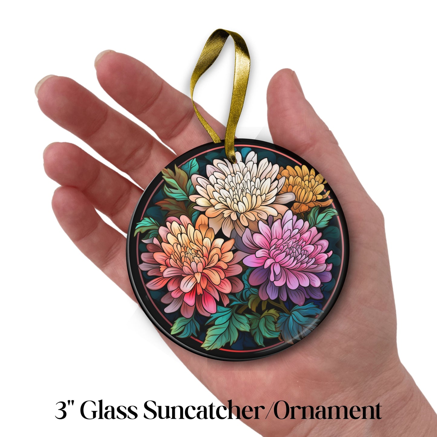 Chrysanthemum Stained Glass Sun Catcher - Flowers & Plants - 244-01