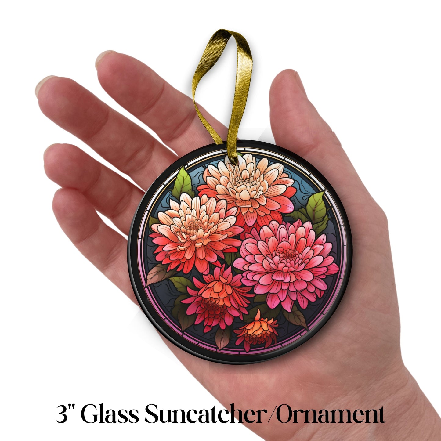 Chrysanthemum Stained Glass Sun Catcher - Flowers & Plants - 244-03