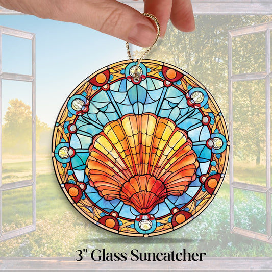 Glass Suncatcher Stained Glass 135-50 Clam