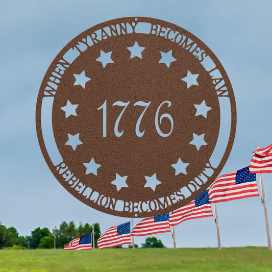 Patriotic 1776 & 13 Stars Metal Sign Wall Art