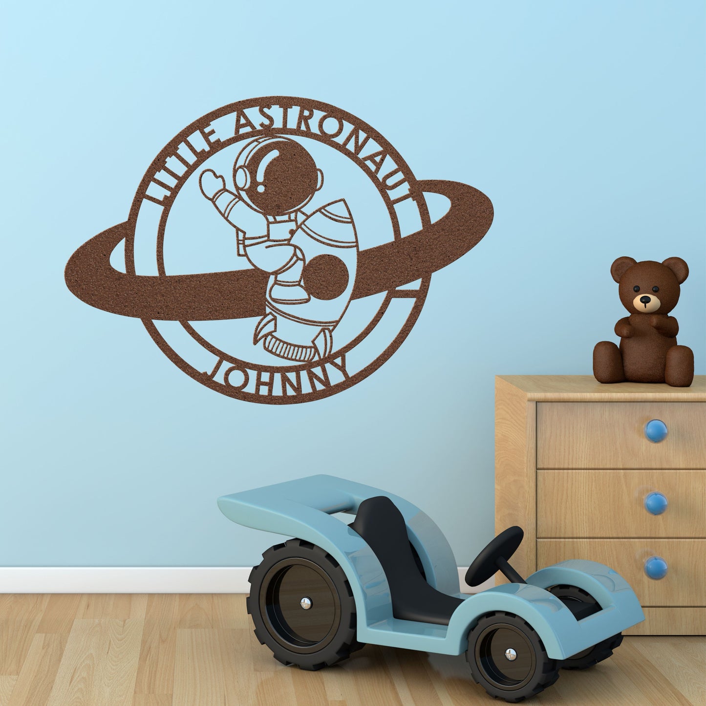 Little Astronaut with Ship Metal Sign