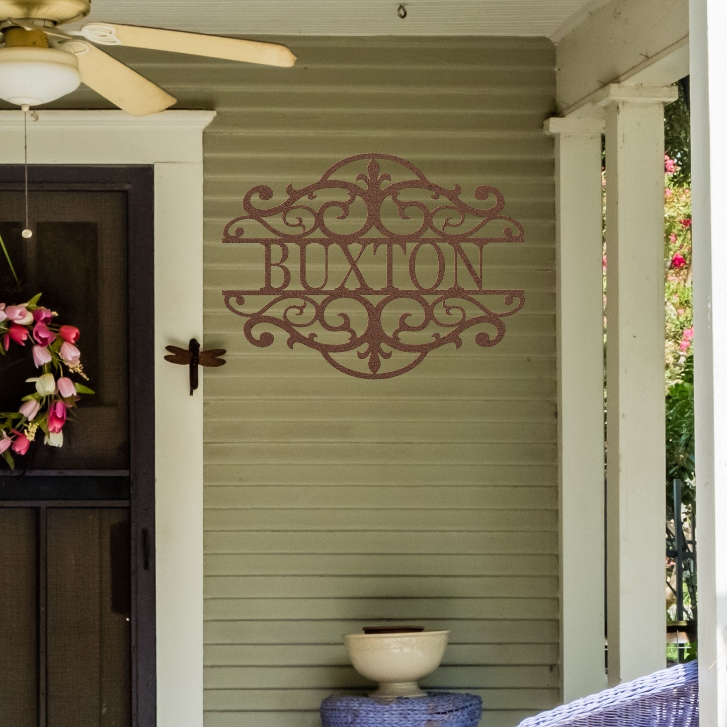 Fancy Scroll Custom Name Metal Sign