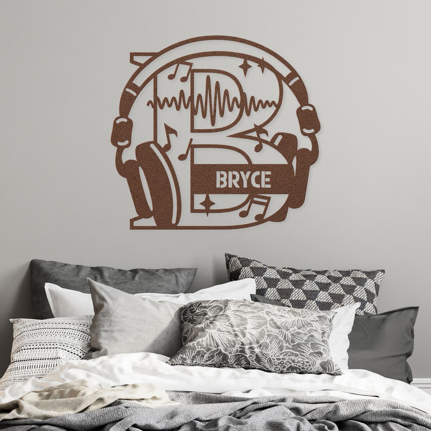 Personalized Headphones Monogram Letter B - Metal Sign