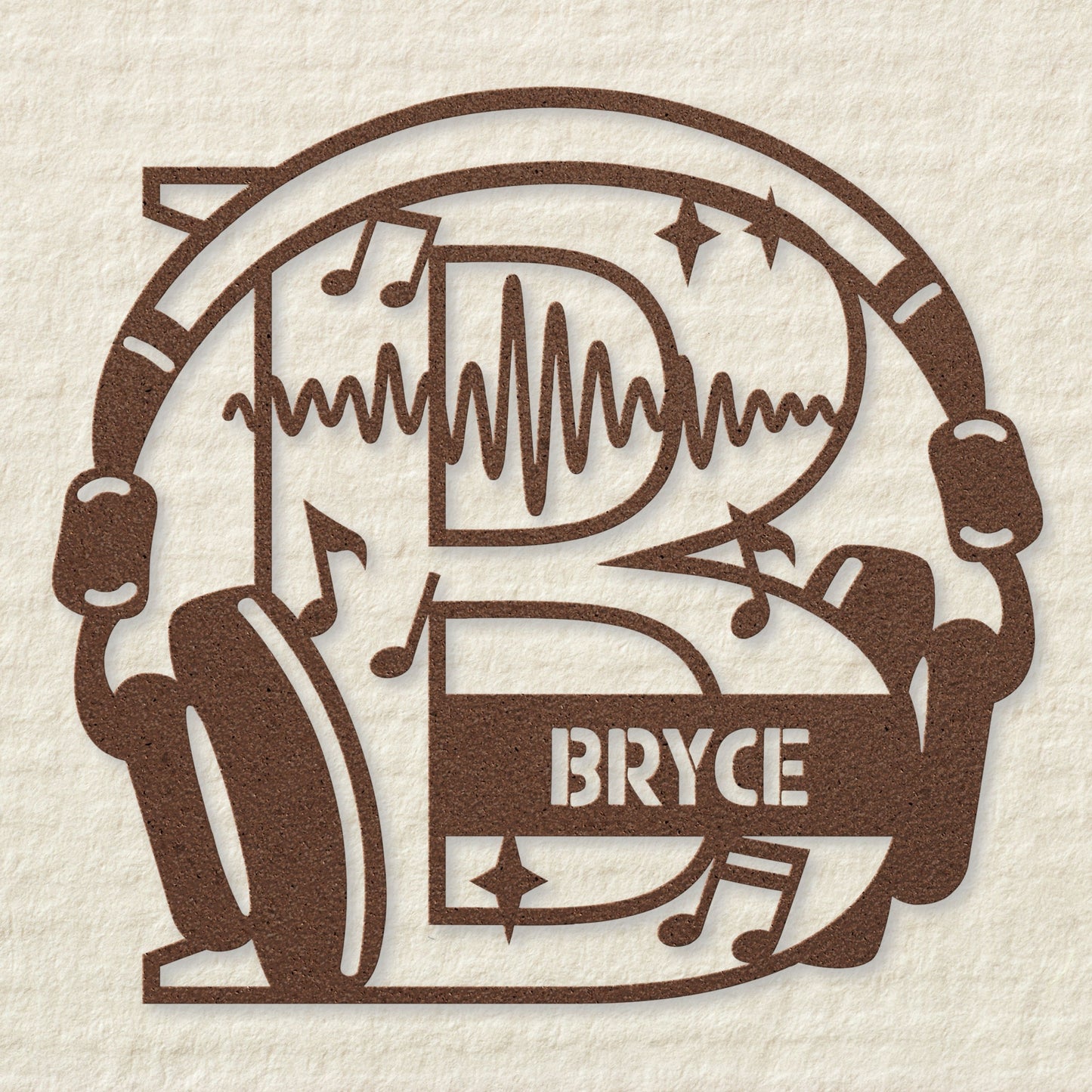 Personalized Headphones Monogram Letter B - Metal Sign