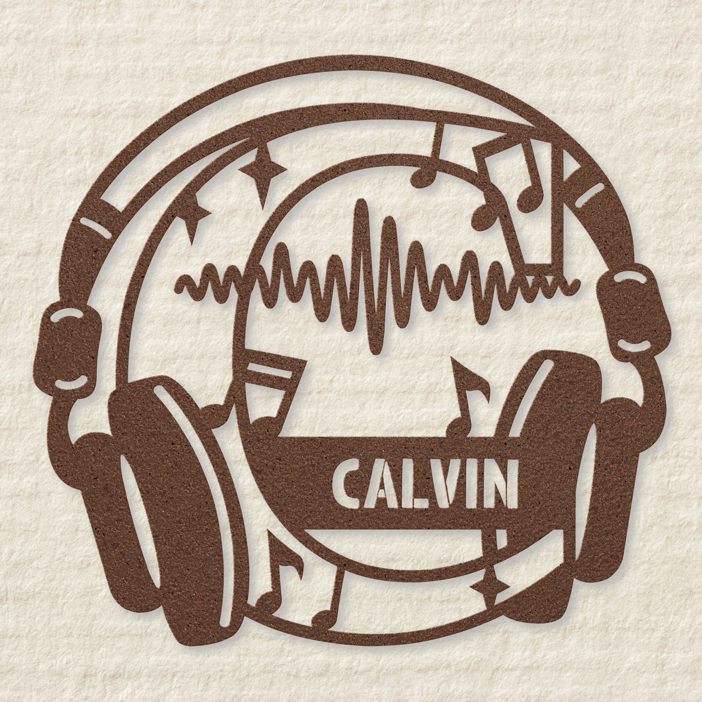Personalized Headphones Monogram Letter C - Metal Sign