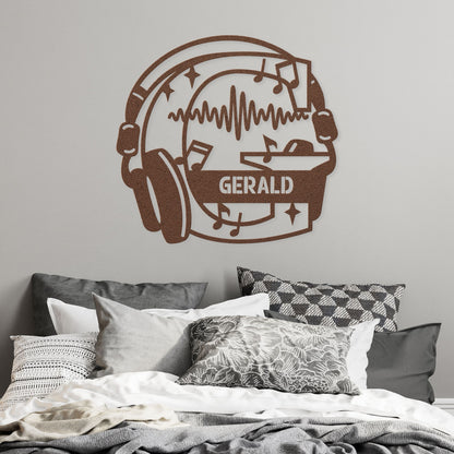 Personalized Headphones Monogram Letter G - Metal Sign