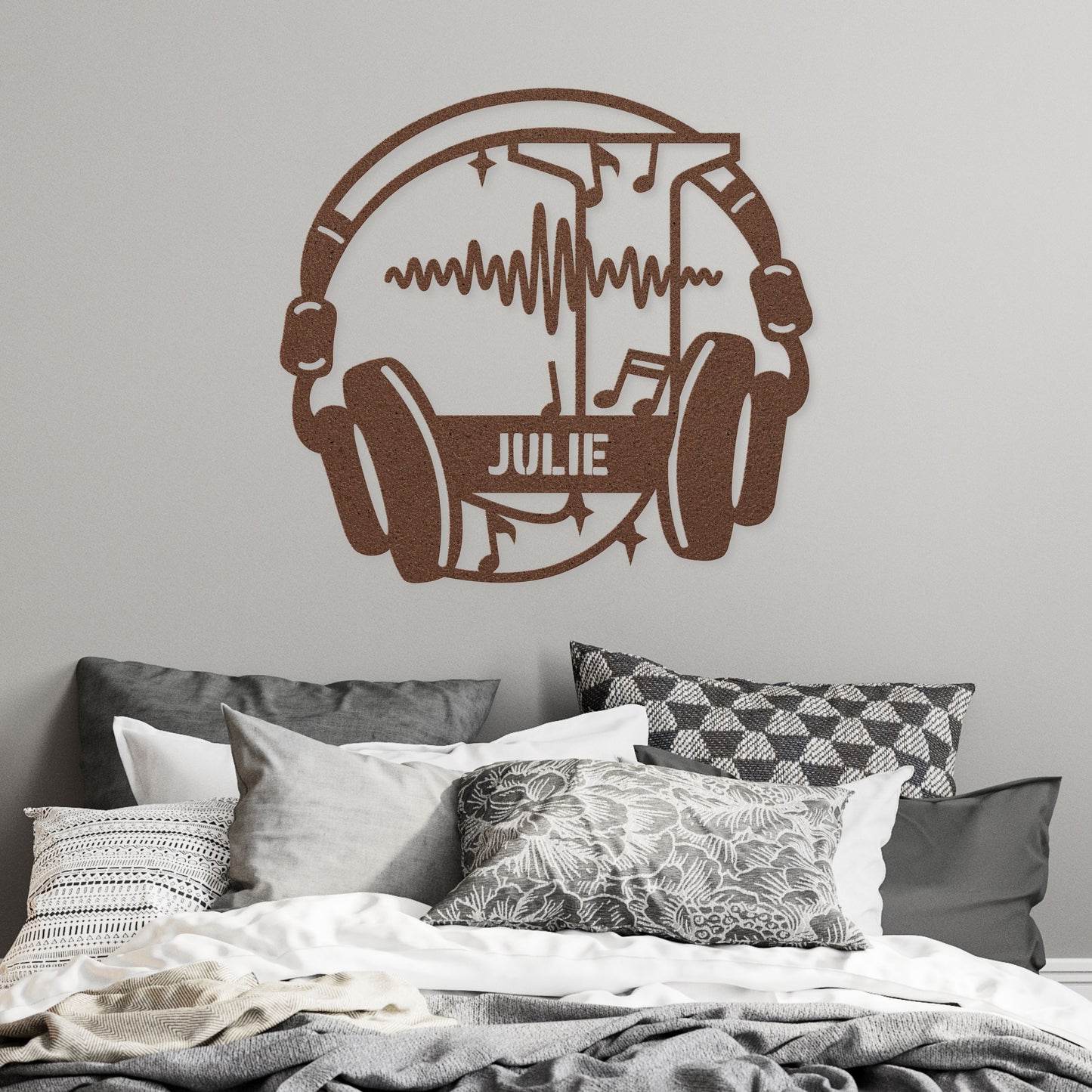 Personalized Headphones Monogram Letter J - Metal Sign