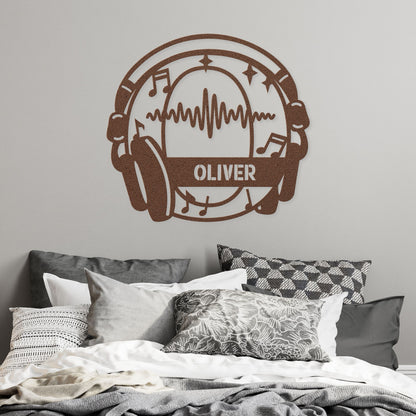 Personalized Headphones Monogram Letter O - Metal Sign