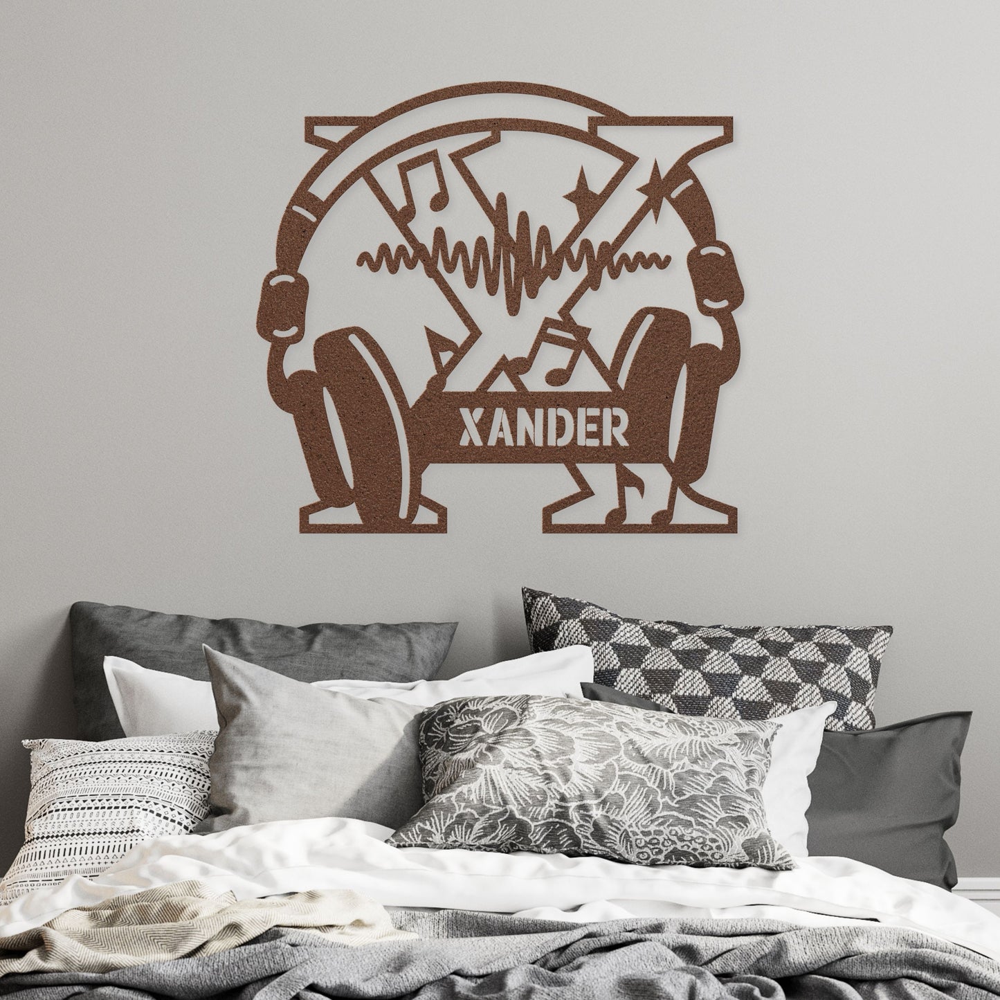 Personalized Headphones Monogram Letter X - Metal Sign