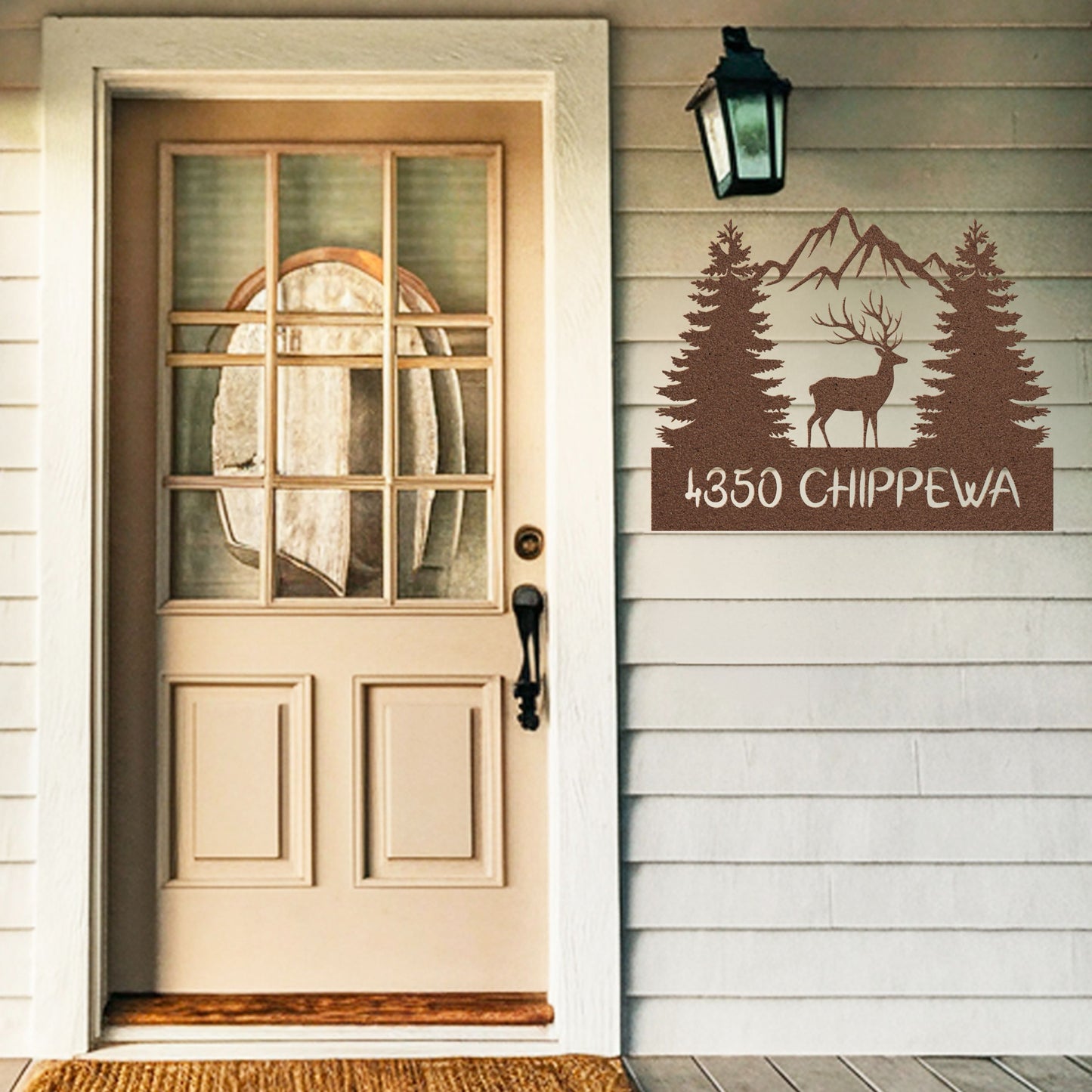 Mountain Trees Elk Address Sign