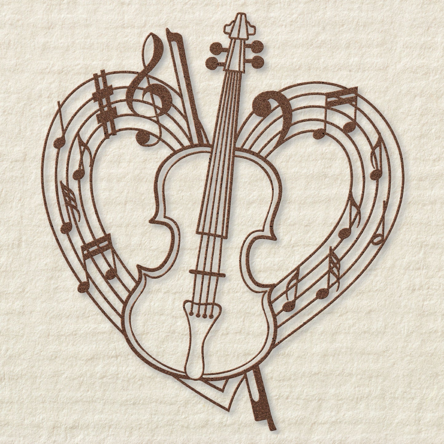 Violin Musical Heart - Metal Sign