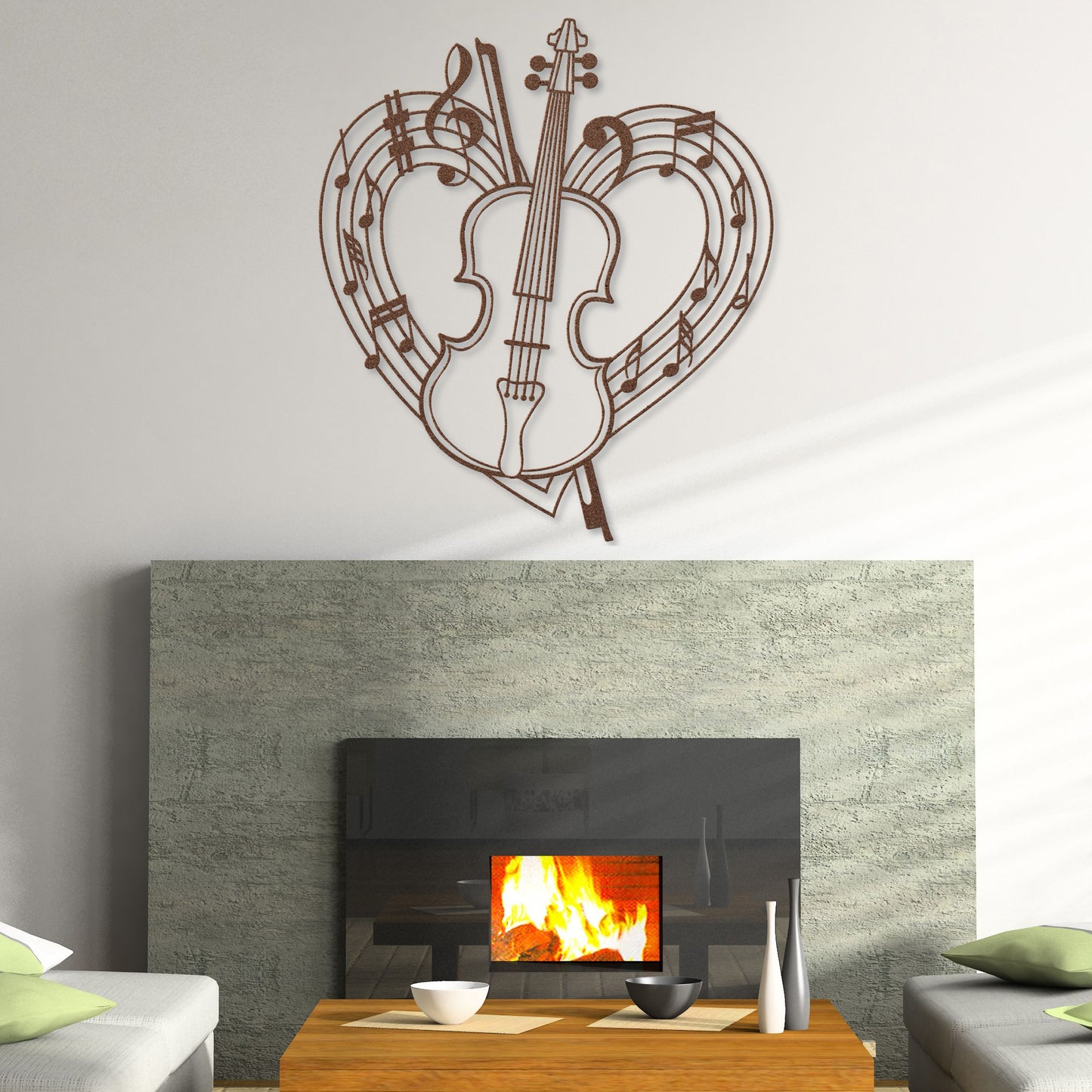 Violin Musical Heart - Metal Sign
