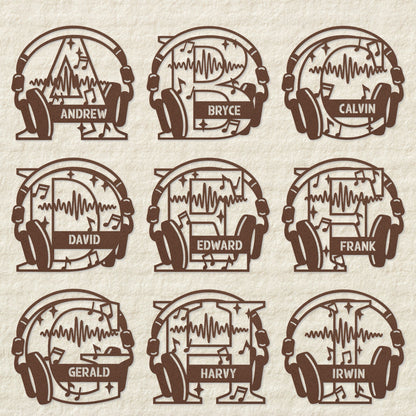 Personalized Headphones Monogram Metal Sign