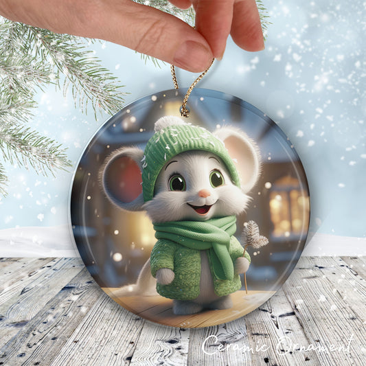 Cute Baby Mouse Animal Ceramic Ornament 153-03