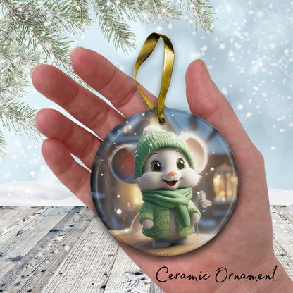 Cute Baby Mouse Animal Ceramic Ornament 153-03
