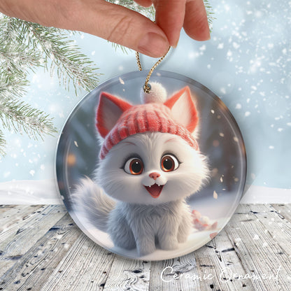 Cute Baby Kitty Animal Ceramic Ornament 153-17