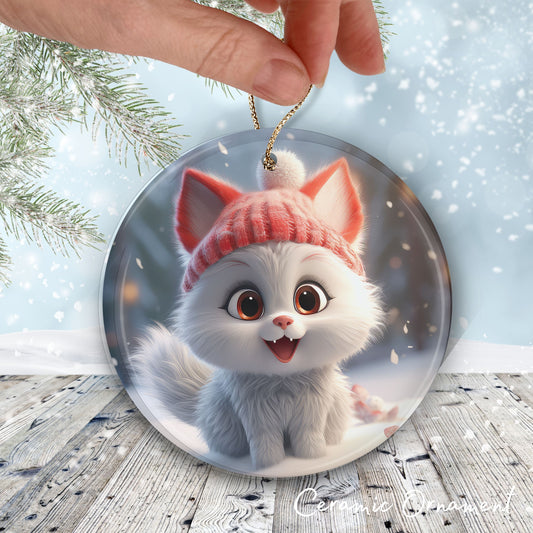 Cute Baby Kitty Animal Ceramic Ornament 153-17