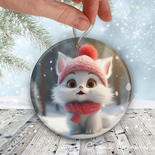 Cute Baby Kitty Animal Ceramic Ornament 153-18