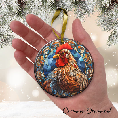 Stained Glass Farmhouse Christmas Animal Ceramic Ornament 71-18