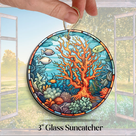 Glass Suncatcher Stained Glass 136-18 Coral Reef
