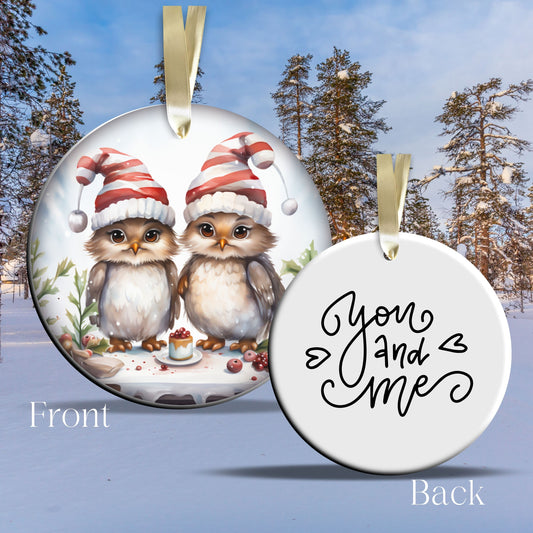 You and Me Funny Bird Christmas Ceramic Ornament 45-06