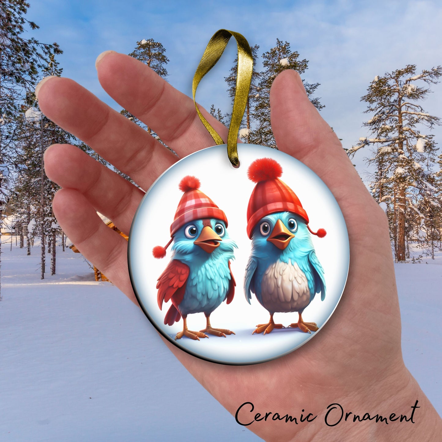 Bestie Funny Bird Christmas Ceramic Ornament 45-21