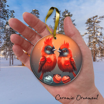 You and Me Funny Bird Christmas Ceramic Ornament 45-42