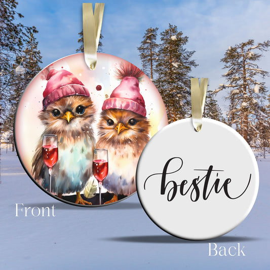 Bestie Funny Bird Christmas Ceramic Ornament 45-09
