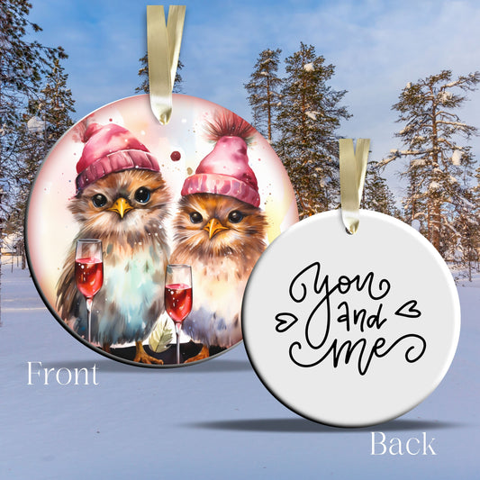 You and Me Funny Bird Christmas Ceramic Ornament 45-12