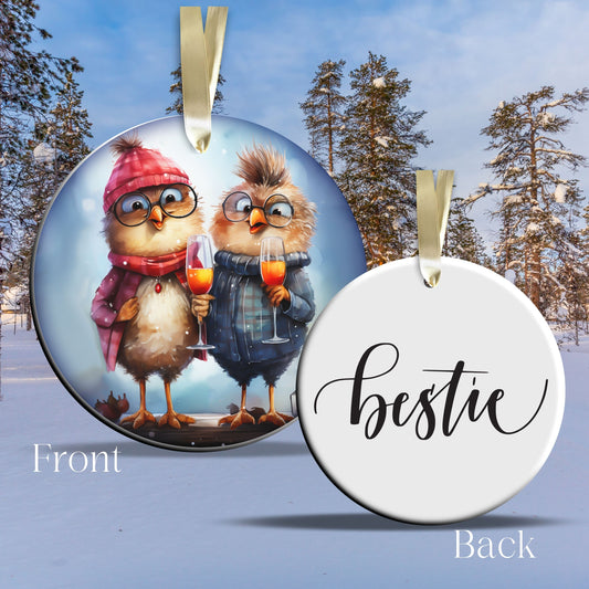 Bestie Funny Bird Christmas Ceramic Ornament 45-15
