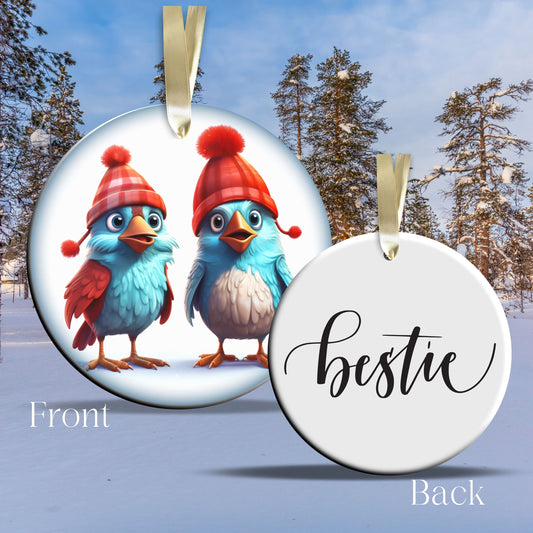 Bestie Funny Bird Christmas Ceramic Ornament 45-21