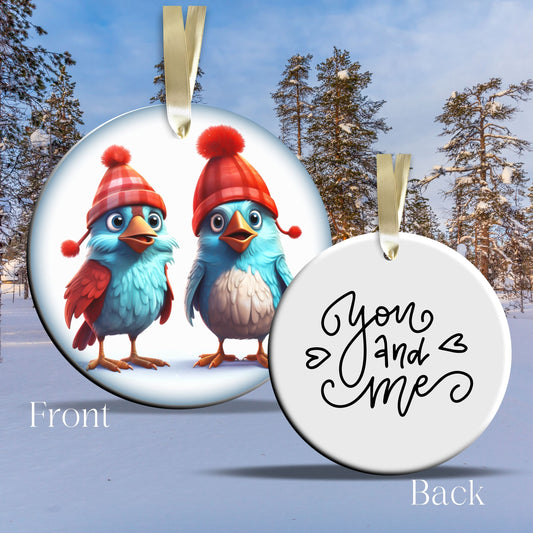 You and Me Funny Bird Christmas Ceramic Ornament 45-24