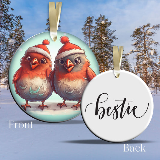 Bestie Funny Bird Christmas Ceramic Ornament 45-27