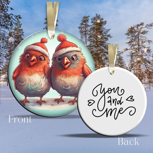 You and Me Funny Bird Christmas Ceramic Ornament 45-30