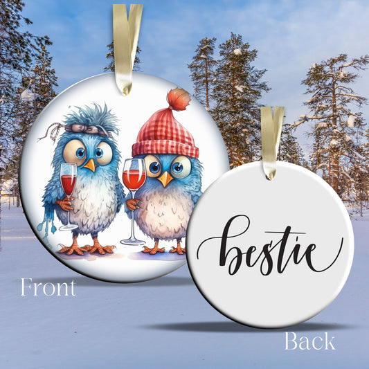 Bestie Funny Bird Christmas Ceramic Ornament 45-33