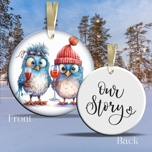 Our Story Funny Bird Christmas Ceramic Ornament 45-35