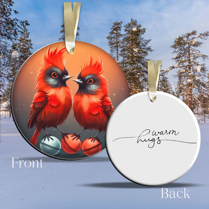 Warm Hugs Funny Bird Christmas Ceramic Ornament 45-38