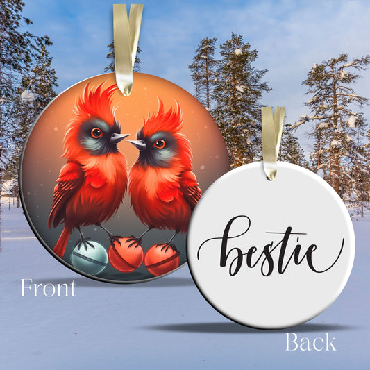Besties Funny Bird Christmas Ceramic Ornament 45-39