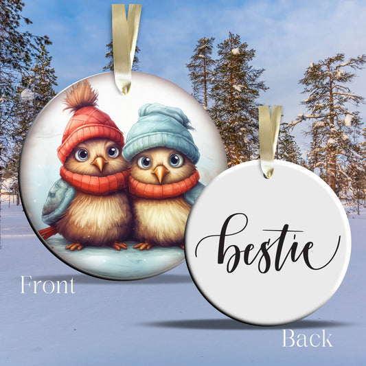 Besties Funny Bird Christmas Ceramic Ornament 45-45