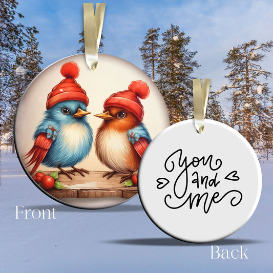 You and Me Funny Bird Christmas Ceramic Ornament 45-54