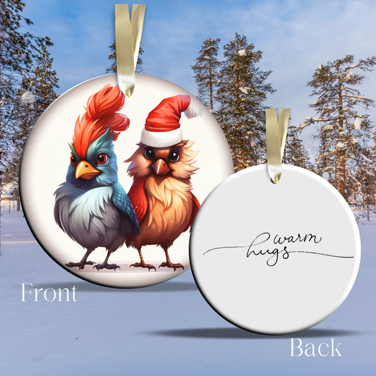 Warm Hugs Funny Bird Christmas Ceramic Ornament 45-56