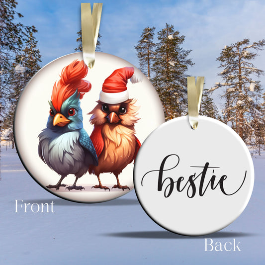 Besties Funny Bird Christmas Ceramic Ornament 45-57