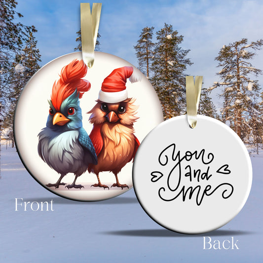 You and Me Funny Bird Christmas Ceramic Ornament 45-60