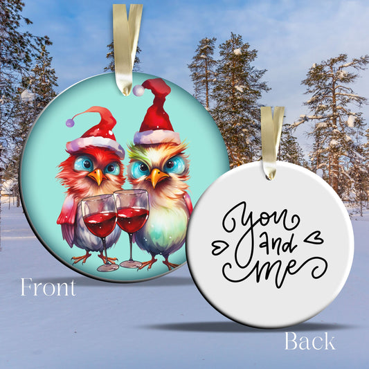 You and Me Funny Bird Christmas Ceramic Ornament 45-72