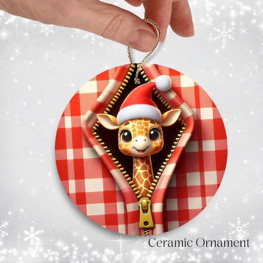 Cute Girrafe 3D Zipper Ornament Christmas Plaid 78-01