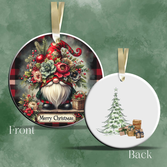 Gnome Christmas Ceramic Ornament 32-27