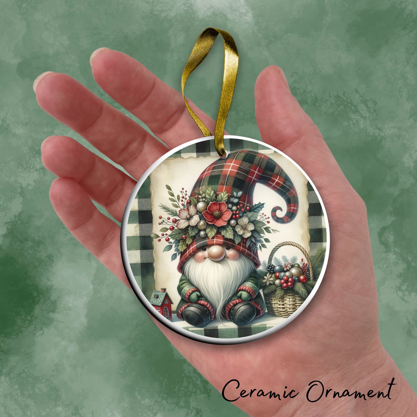 Gnome Christmas Ceramic Ornament 32-31
